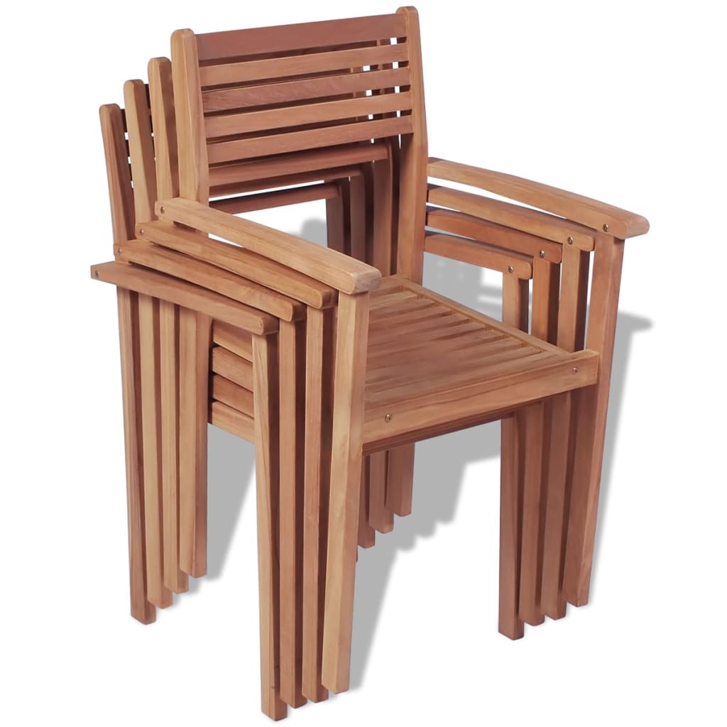 Stapelbare Gartenstühle 4 Stk. Massivholz Teak