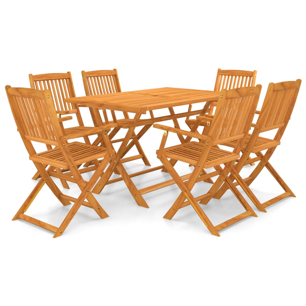 7-piece garden dining set, foldable, solid acacia wood