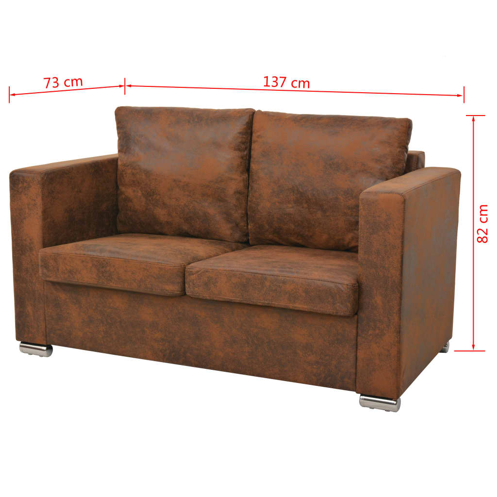 Sofa 2-Sitzer 137x73x82 cm Wildleder-Optik