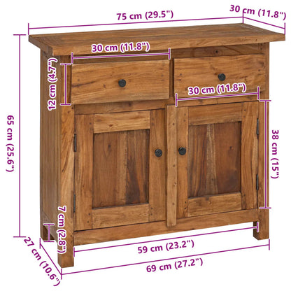 Sideboard solid reclaimed wood 75 x 30 x 65 cm