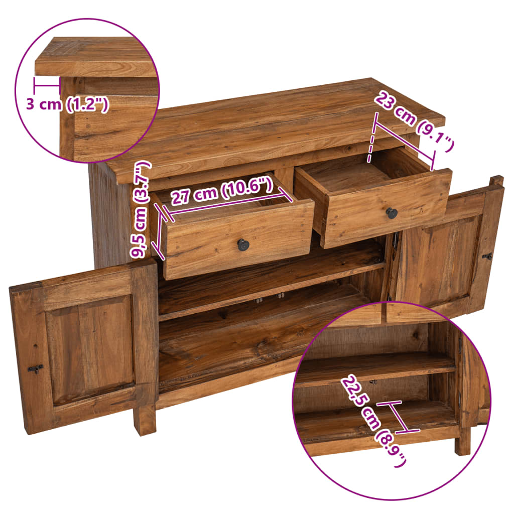 Sideboard solid reclaimed wood 75 x 30 x 65 cm