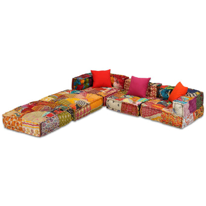 3-Sitzer Modularer Pouf Patchwork Stoff