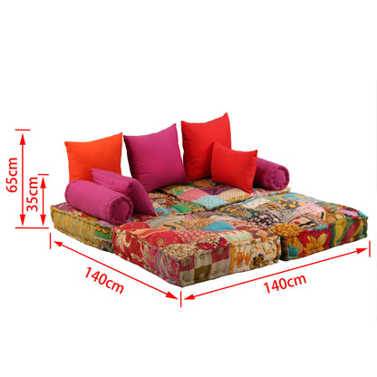 2-Sitzer Modularer Pouf Patchwork Stoff