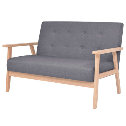 Sofa-Set 2-tlg. Stoff Dunkelgrau