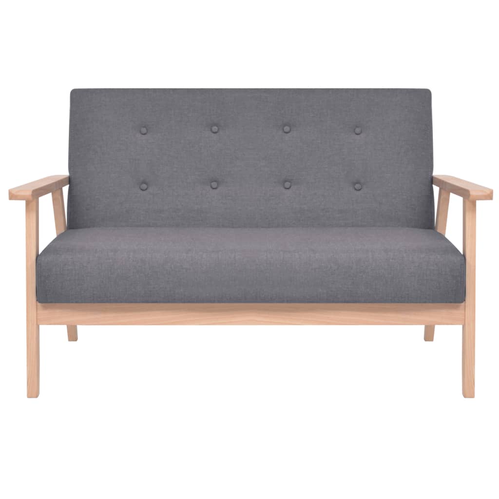 Sofa-Set 2-tlg. Stoff Dunkelgrau