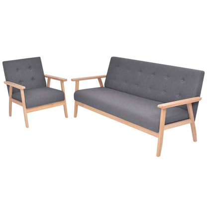 Sofa-Set 2-tlg. Stoff Dunkelgrau