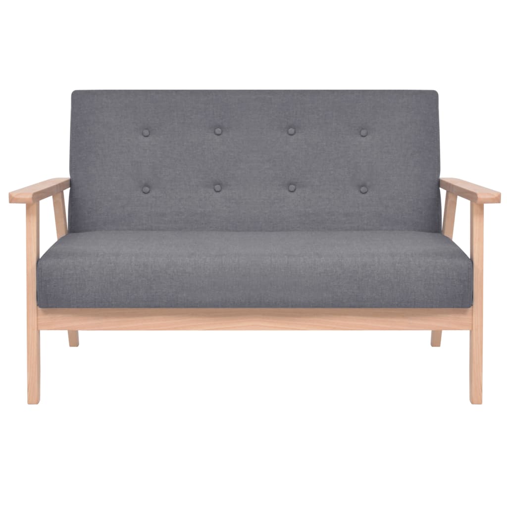 Sofa-Set 2-tlg. Stoff Dunkelgrau