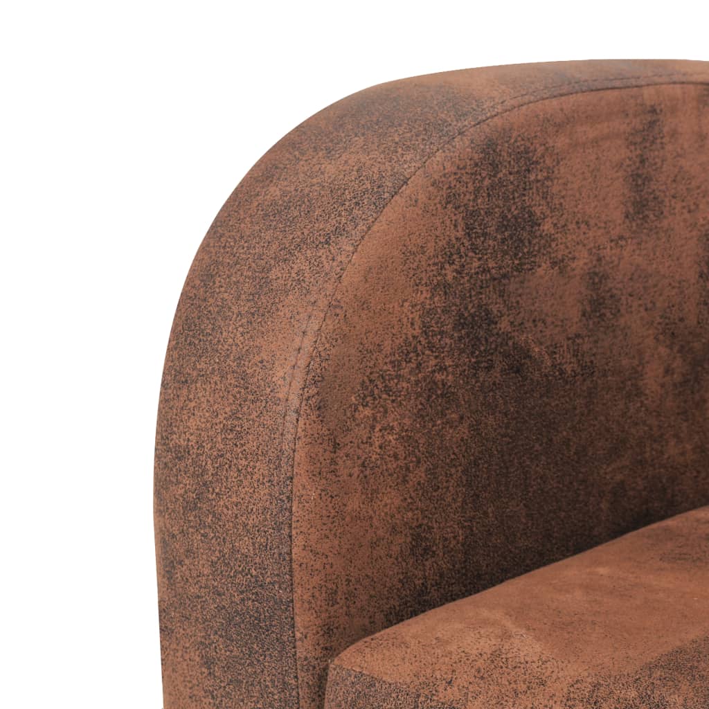 3-seater sofa faux leather suede look brown