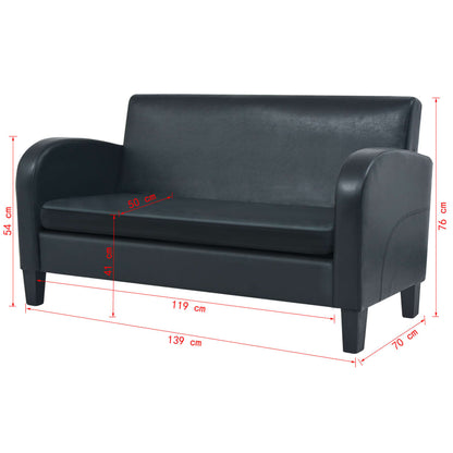 2-seater sofa faux leather black