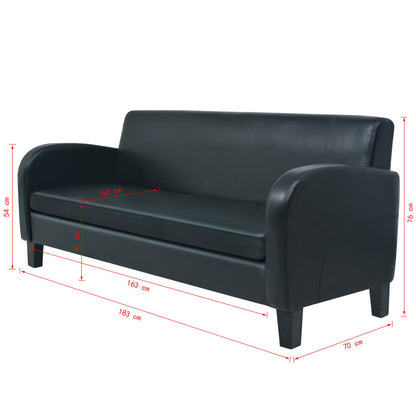 3-Sitzer-Sofa Kunstleder Schwarz