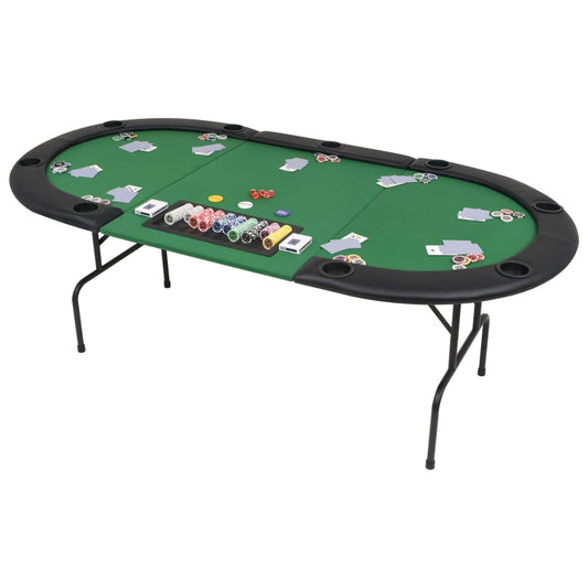 9-Player Poker Folding Table 3-Way Foldable Oval Green