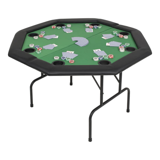 8-Player Poker Folding Table 2-Way Foldable Octagonal Green