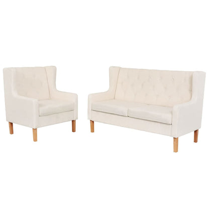 2-piece sofa set fabric cream white