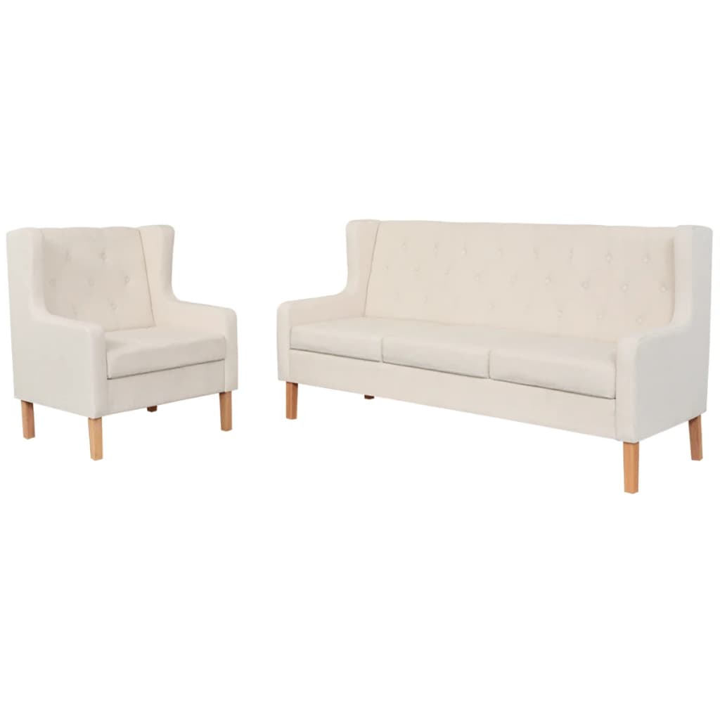 2-piece sofa set fabric cream white