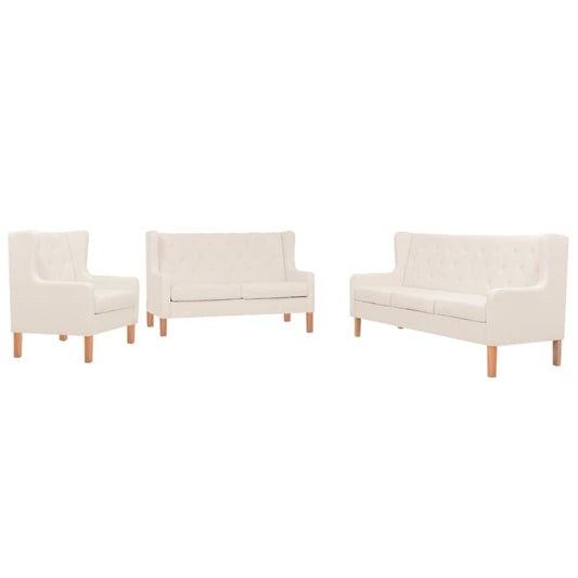 3-piece sofa set fabric cream white