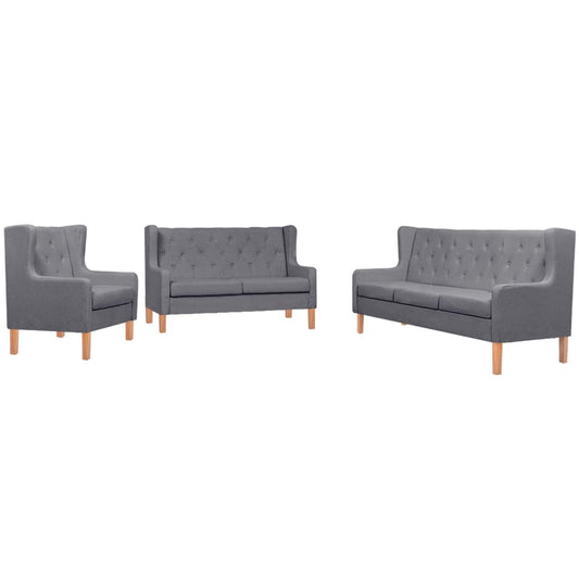 3-tlg. Sofa-Set Stoff Grau