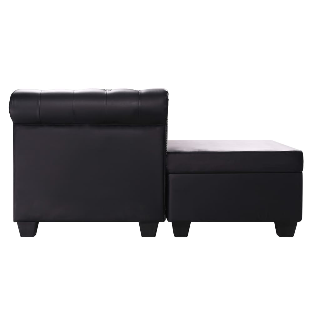 Chesterfield-Sofa L-Form Kunstleder Schwarz