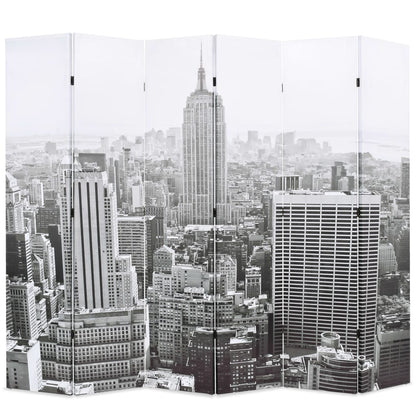 Raumteiler klappbar 228 x 170 cm New York bei Tag Schwarz-Weiß