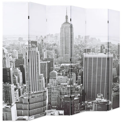 Raumteiler klappbar 228 x 170 cm New York bei Tag Schwarz-Weiß