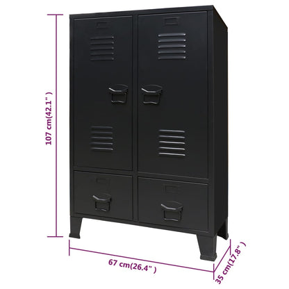 Kleiderschrank Metall Industrie-Stil 67 x 35 x 107 cm Schwarz