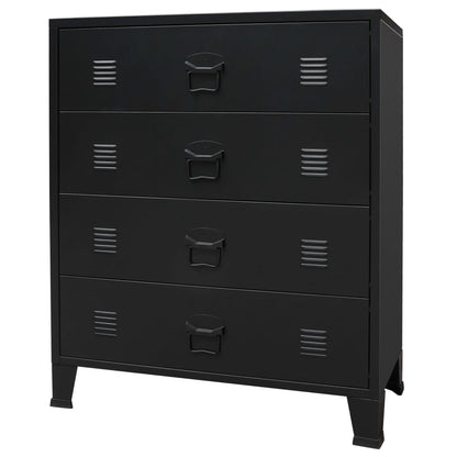 Drawer cabinet metal industrial style 78 x 40 x 93 cm black