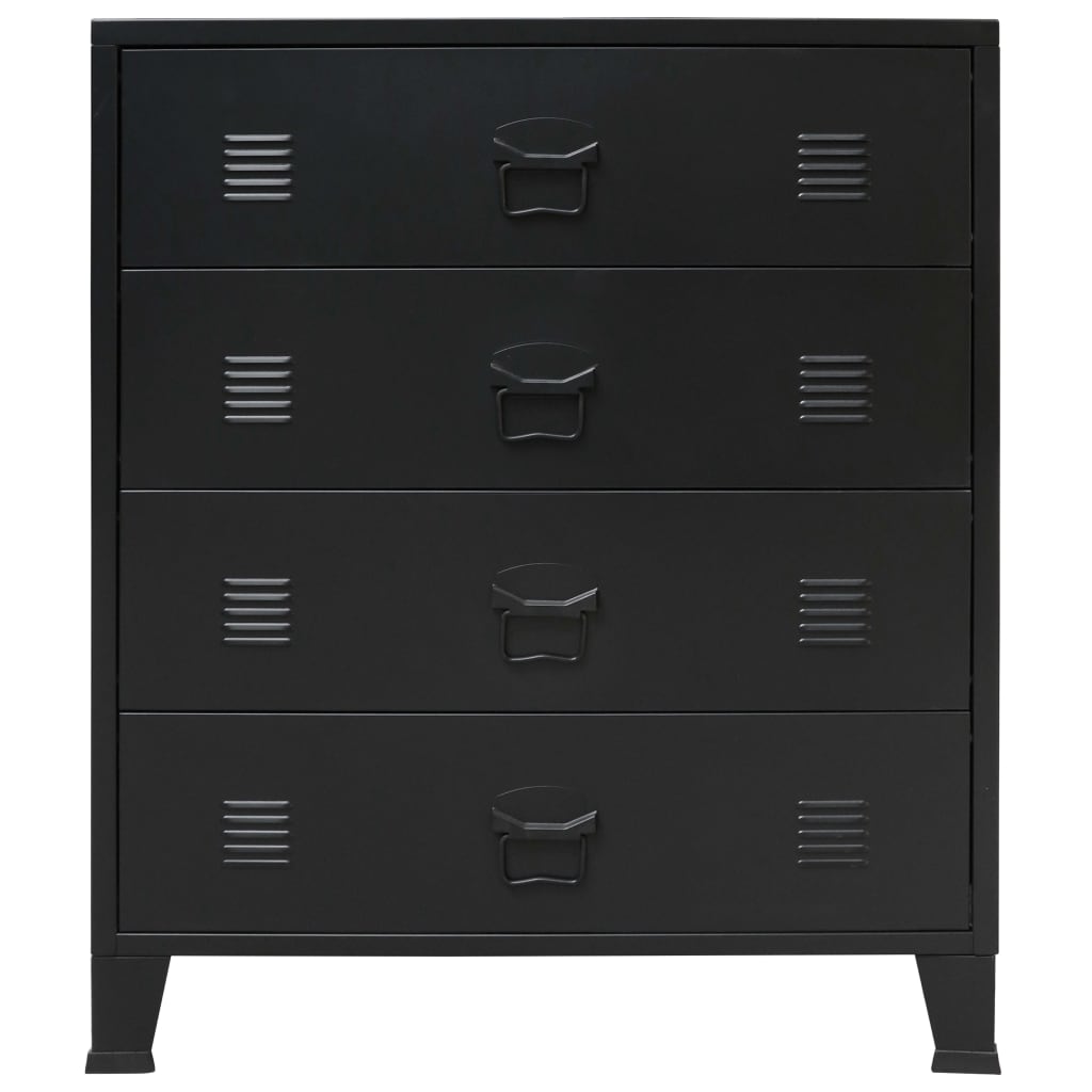 Drawer cabinet metal industrial style 78 x 40 x 93 cm black