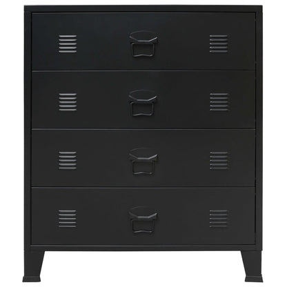 Drawer cabinet metal industrial style 78 x 40 x 93 cm black