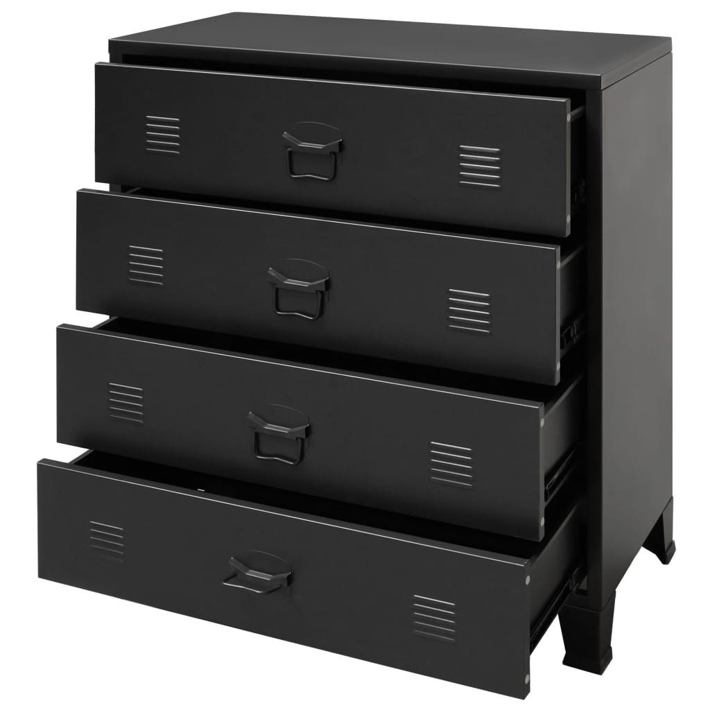 Drawer cabinet metal industrial style 78 x 40 x 93 cm black