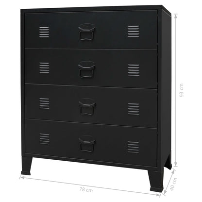 Drawer cabinet metal industrial style 78 x 40 x 93 cm black