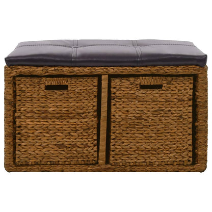 Sitzbank mit 2 Körben Seegras 71×40×42 cm Braun