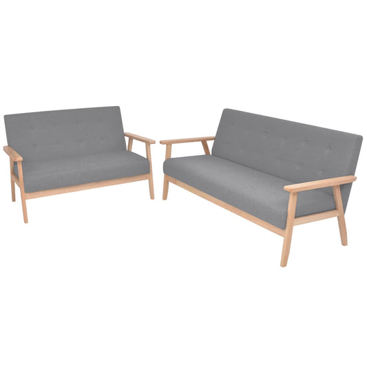 Sofa-Set 2-tlg. Stoff Hellgrau