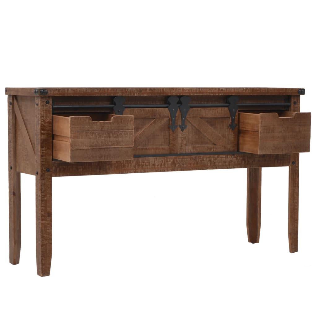 Console table solid fir wood 131x35,5x75 cm brown