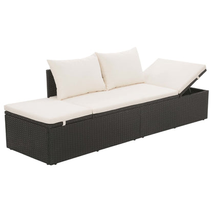 Garden bed black 195×60 cm poly rattan