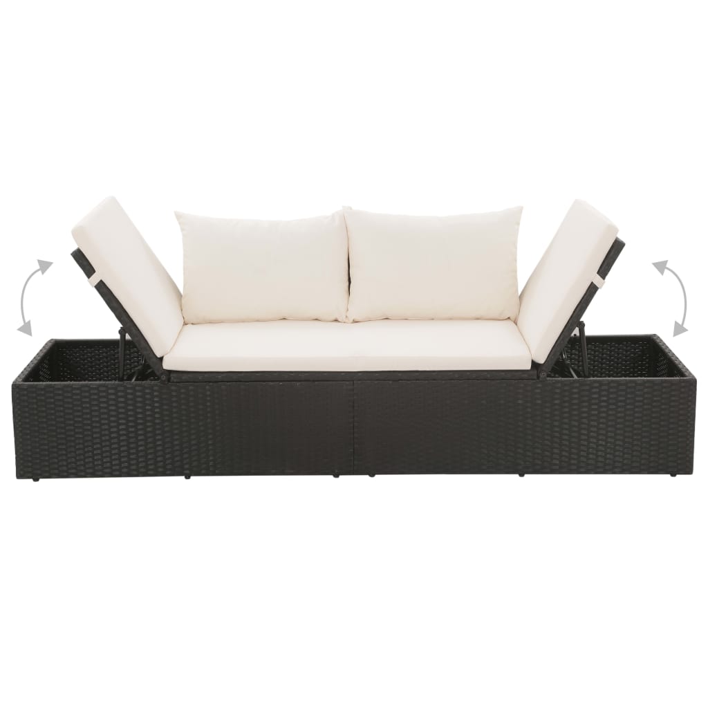 Garden bed black 195×60 cm poly rattan