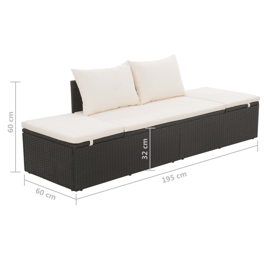 Garden bed black 195×60 cm poly rattan