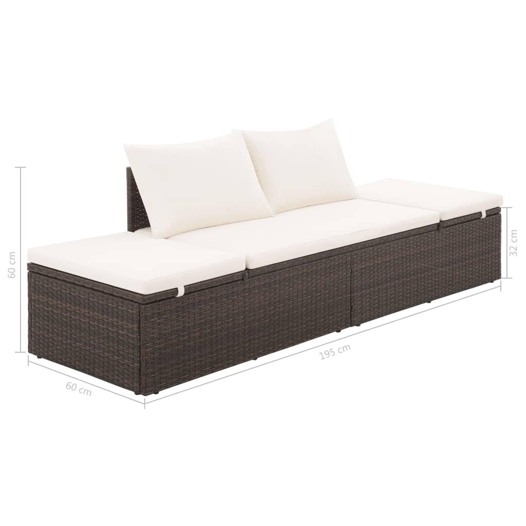 Gartenbett Braun 195×60 cm Poly Rattan