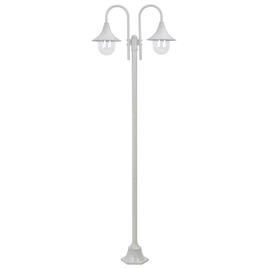 Garten-Pollerleuchte E27 220 cm Aluminium 2-Laterne Weiß