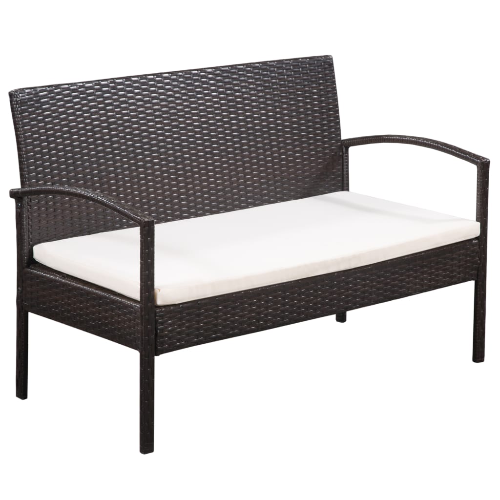 5-tlg. Garten-Lounge-Set mit Auflagen Poly Rattan Braun