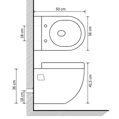 Wall-mounted toilet ceramic white