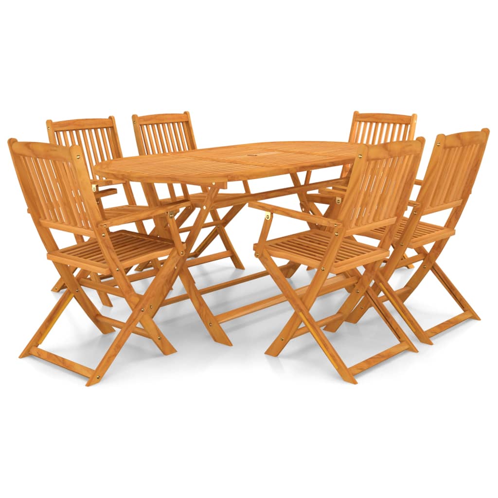 7-piece garden dining set, foldable, solid acacia wood