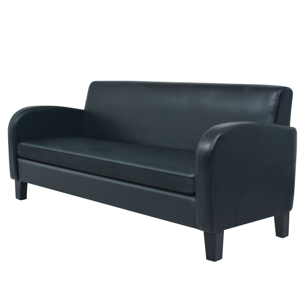 2-tlg. Sofa-Set Kunstleder Schwarz