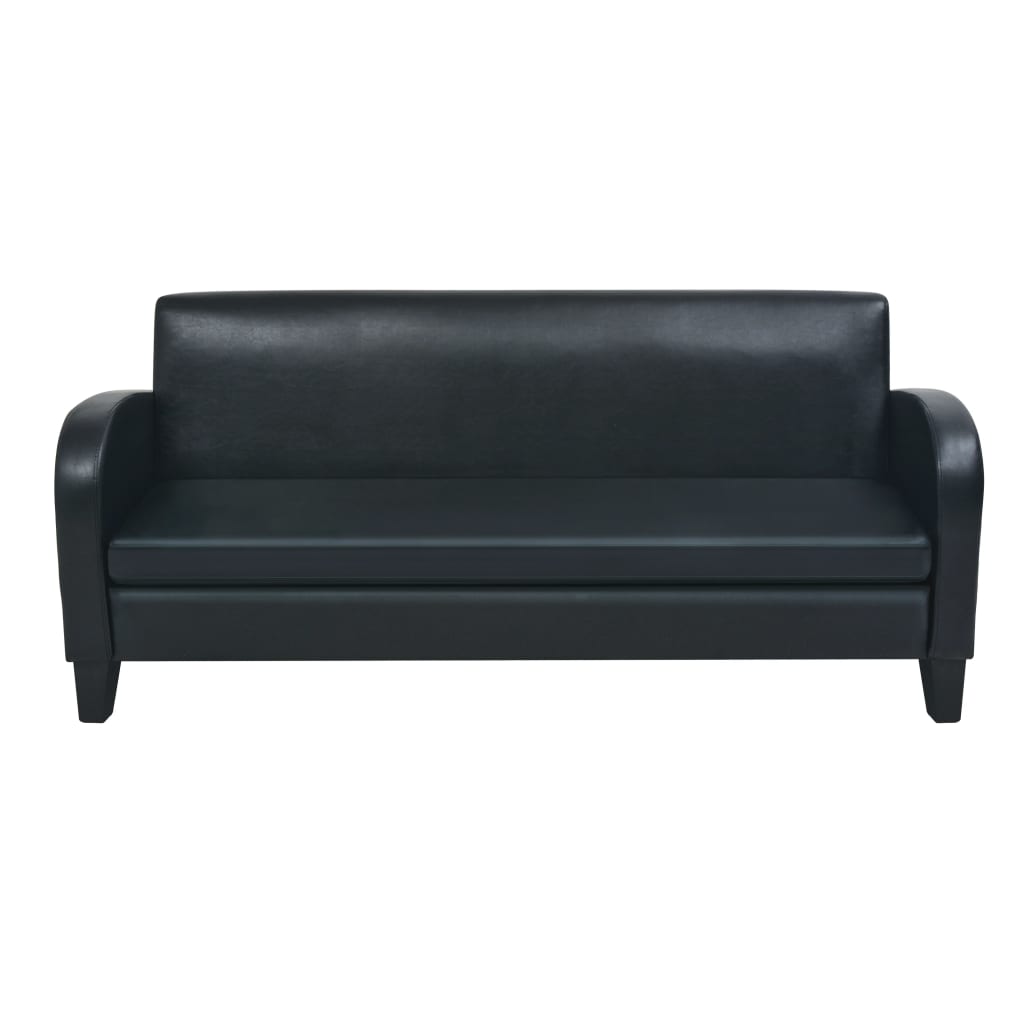 2-tlg. Sofa-Set Kunstleder Schwarz