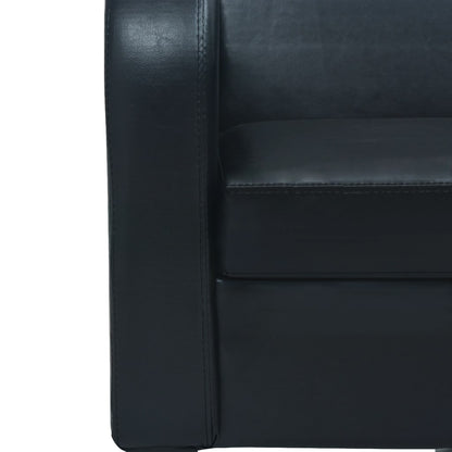 2-tlg. Sofa-Set Kunstleder Schwarz