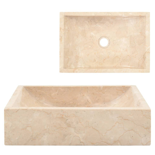 Waschbecken 45x30x12 cm Marmor Hochglanz-Creme