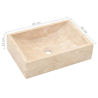 Waschbecken 45x30x12 cm Marmor Hochglanz-Creme