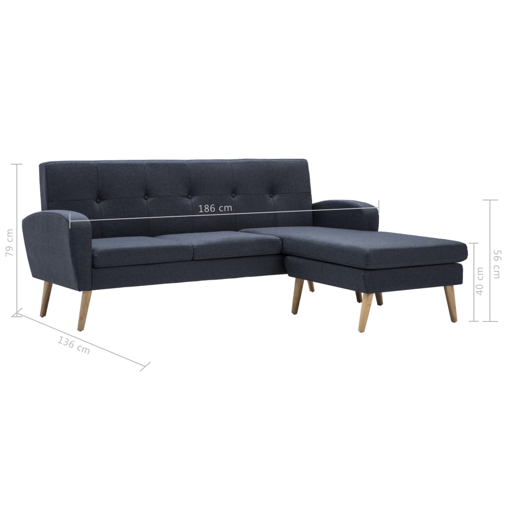 Sofa in L-Form Stoffbezug 186 x 136 x 79 cm Dunkelgrau