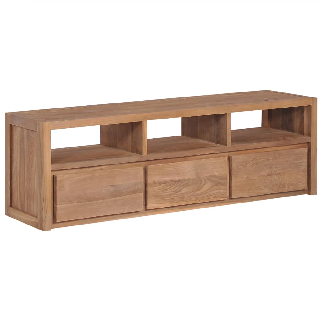 TV-Schrank Massivholz Teak Natur 120×30×40 cm