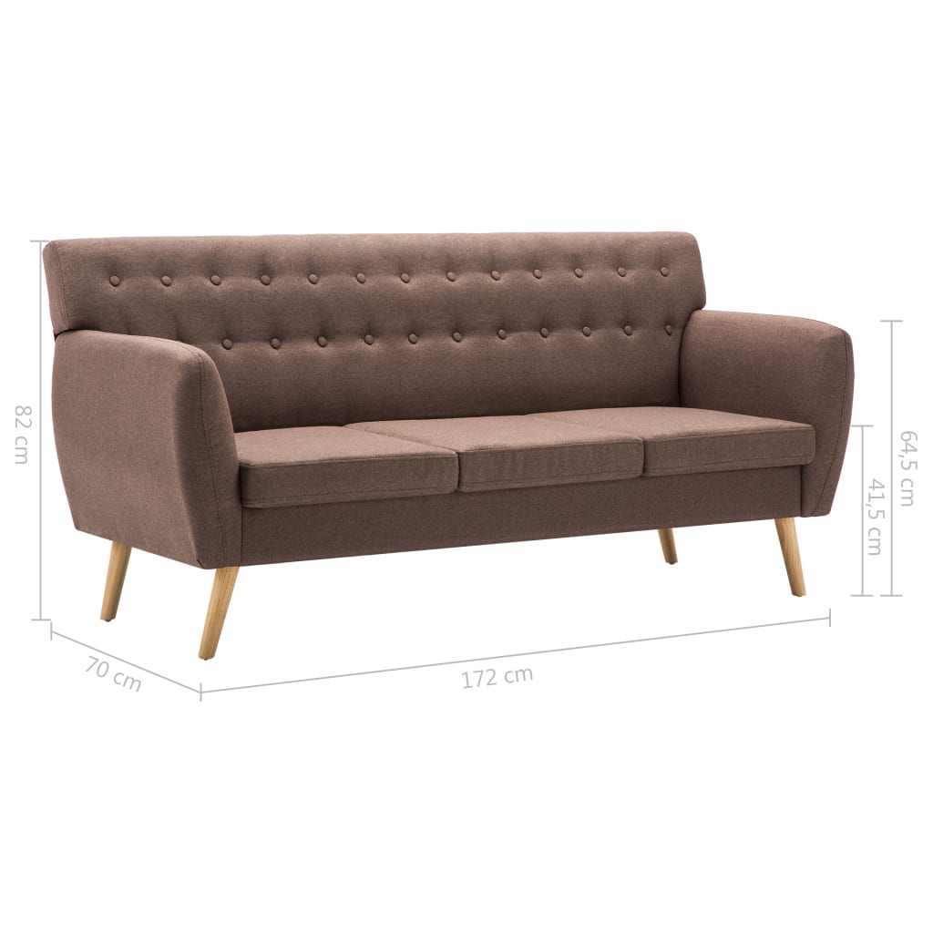 3-Sitzer-Sofa Stoff 172x70x82 cm Braun