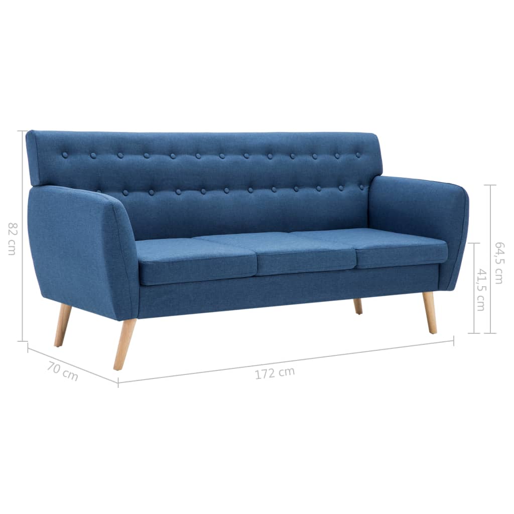 3-Sitzer-Sofa Stoff 172x70x82 cm Blau