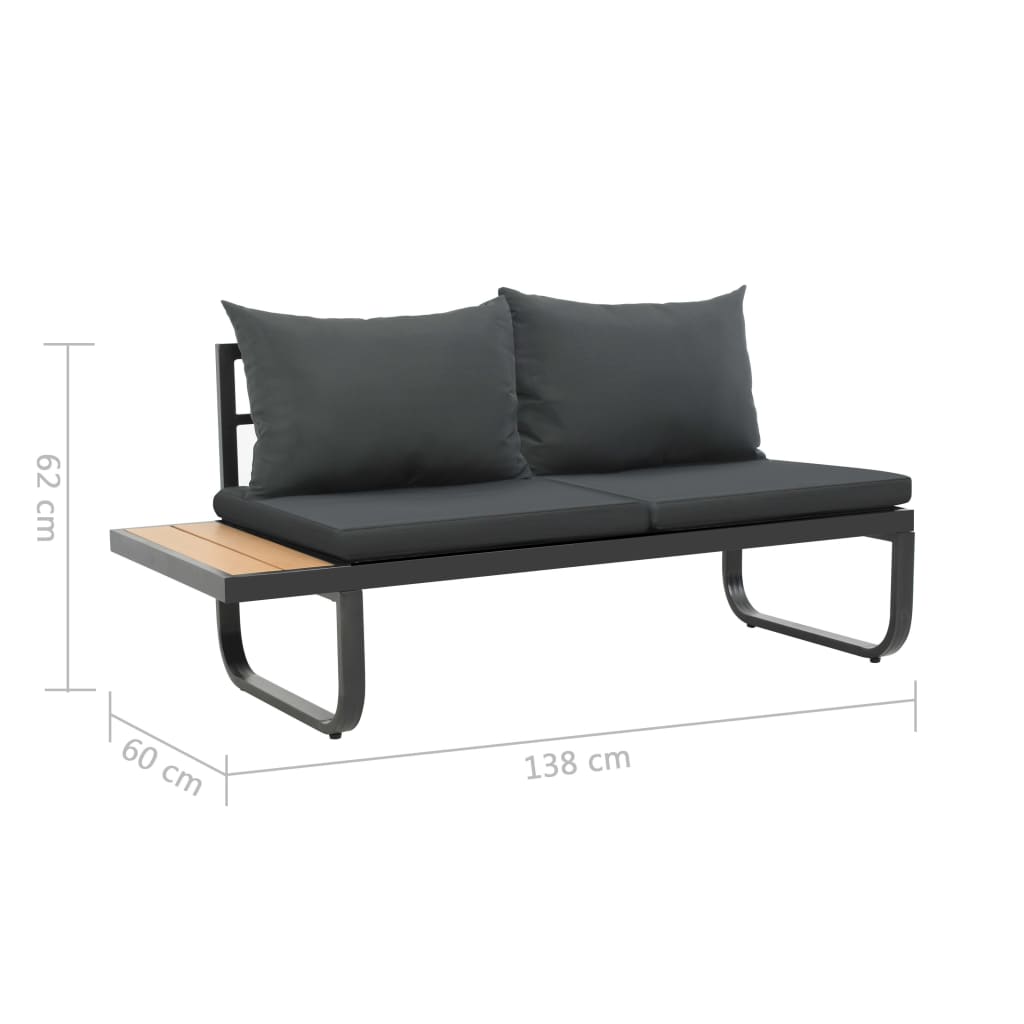 2-tlg. Garten-Ecksofa-Set mit Auflagen Aluminium WPC